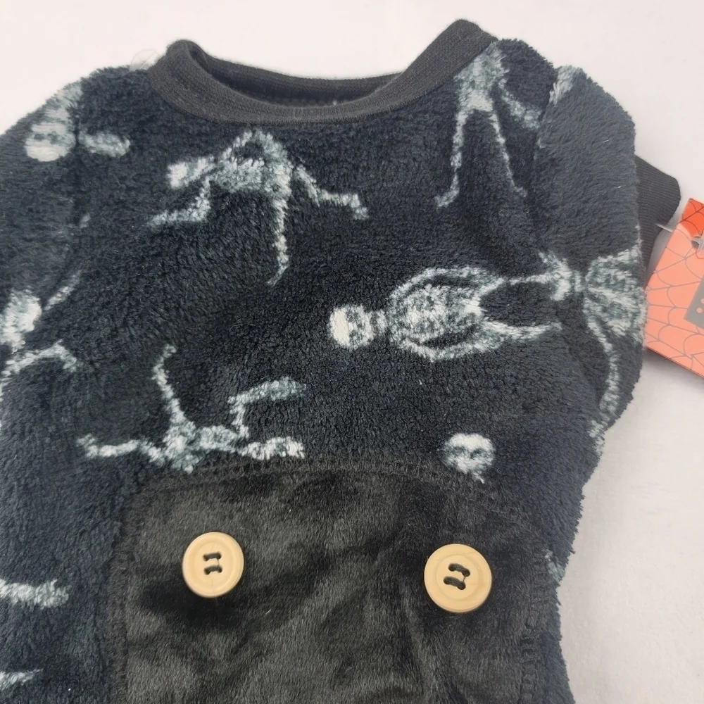 NWT Halloween skeleton fleece pet pajamas Size XS